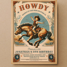 Vintage Cowboy Western Birthday Inbjudningar