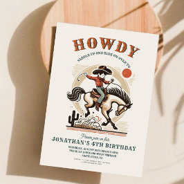 Vintage Cowboy Western Birthday Inbjudningar