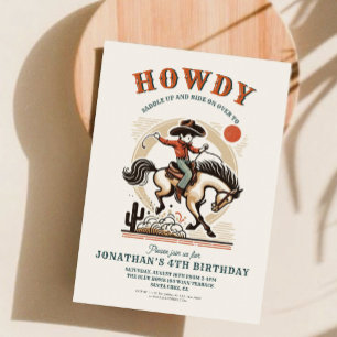 Vintage Cowboy Western Birthday Inbjudningar