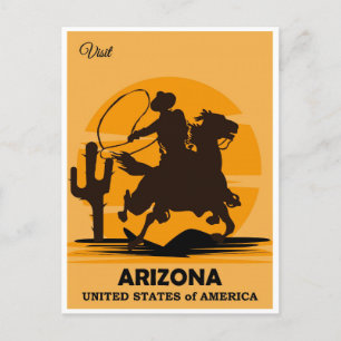 Vintage Cowboybesök Arizona Travel Vykort