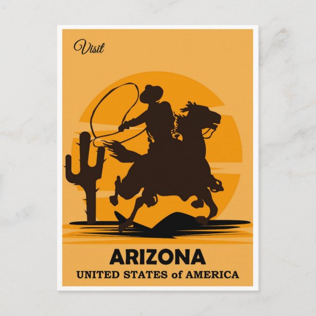 Vintage Cowboybesök Arizona Travel Vykort (Framsida)