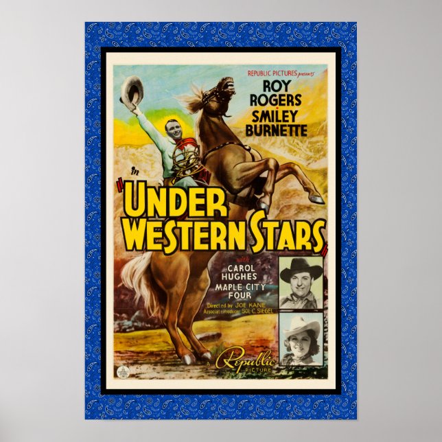 Vintage Cowboyfilm under Westerna Stars Poste Poster (Framsidan)
