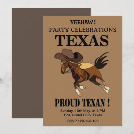 Vintage Cowboyhatt Häst Stolt Texan Texas Fest Inbjudningar