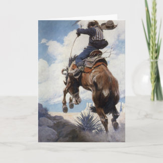 Vintage Cowboyjulen, Bucking by NC Wyeth Helgkort