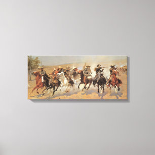 Vintage Cowboys, A Dash For Timber av Remington Canvastryck