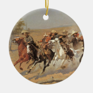 Vintage Cowboys, A Dash For Timber av Remington Julgransprydnad Keramik