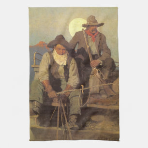 Vintage Cowboys, betalningsstationen av NC Wyeth Kökshandduk