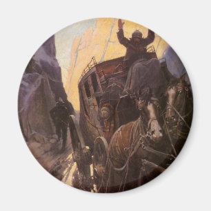 Vintage Cowboys, håll upp i Canyon av NC Wyeth Magnet