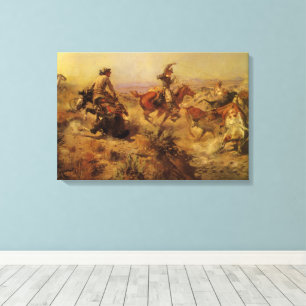 Vintage Cowboys, Jerked Down av CM Russell Canvastryck
