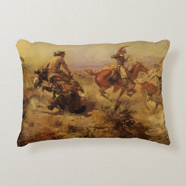 Vintage Cowboys, Jerked Down av CM Russell Prydnadskudde (Framsidan)