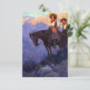 Vintage Cowboys, Man and Woman on Horses, Andersso