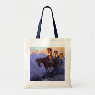 Vintage Cowboys, Man Och Kvinna På Hästar, Anderso Tygkasse