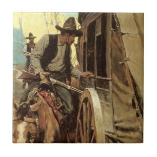 Vintage Cowboys, NC Wyeth. Kakelplatta