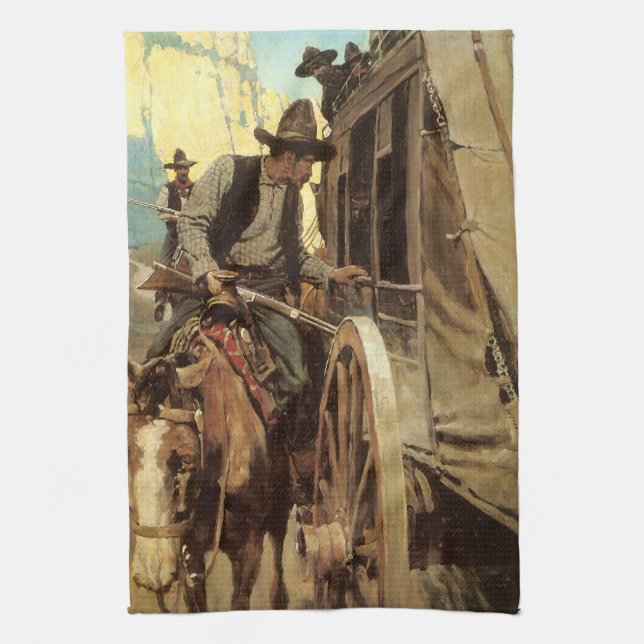 Vintage Cowboys, NC Wyeth. Kökshandduk (Vertikal)