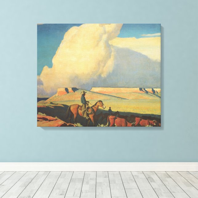 Vintage Cowboys, Open Range av Maynard Dixon Canvastryck (Insitu (trägolv))