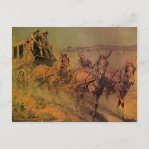 Vintage Cowboys, Stage Coach av John Borein Vykort