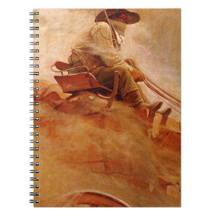 Vintage Cowboys, The Ore Wagon av NC Wyeth Anteckningsbok Med Spiral