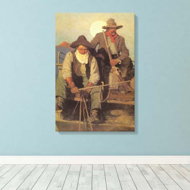 Vintage Cowboys, The Pay Stage av NC Wyeth Canvastryck (Insitu (trägolv))
