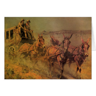 Vintage Cowboys, The Stage Coach av John Borein Hälsningskort