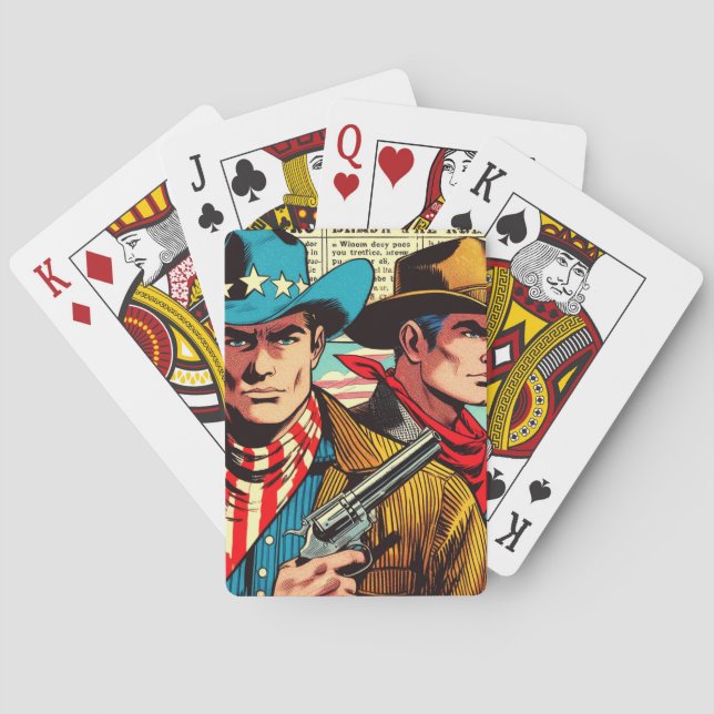 Vintage CowboyTecknader Casinokort (Baksidan)