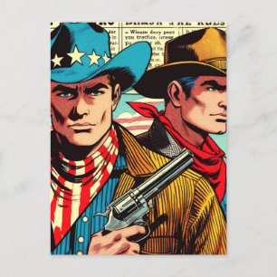 Vintage CowboyTecknader Vykort