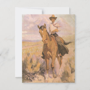 Vintage Cowgirl Cowboy, Kvinna på häst av Dunton