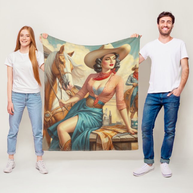 Vintage Cowgirl Fleecefilt (På plats)