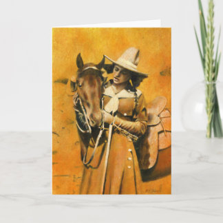 Vintage Cowgirl Hälsning Card Kort