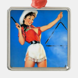 Vintage Cowgirl Julgransprydnad Metall