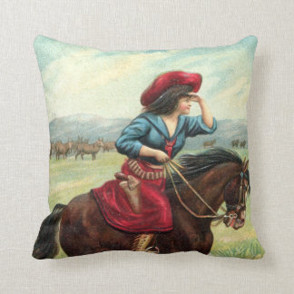 Vintage Cowgirl-kudde "Öga på horisonten" Kudde