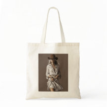 Vintage Cowgirl med Boho accents on White