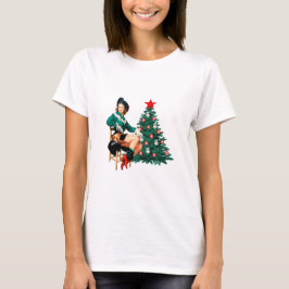 Vintage Cowgirl med Julgran T Shirt