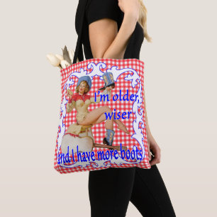 Vintage Cowgirl Older Wiser More Boots Tote Bag Tygkasse