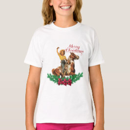 Vintage Cowgirl on Horse Waking God jul T Shirt