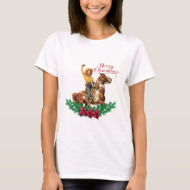Vintage Cowgirl on Horse Waking God jul T Shirt
