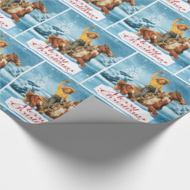 Vintage Cowgirl on Horse Winter God jul Presentpapper