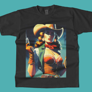 Vintage Cowgirl Painting T Shirt