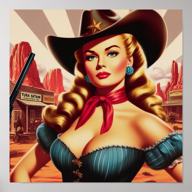 Vintage Cowgirl Pin-up Poster (Framsidan)