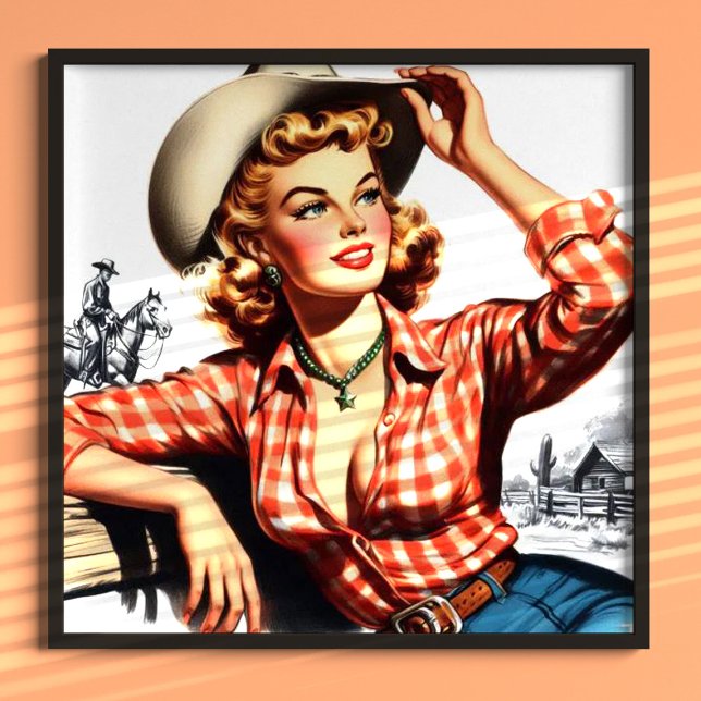 Vintage Cowgirl Pin Up Poster (Skapare uppladdad)