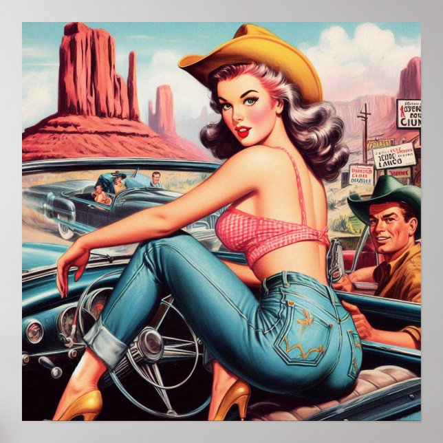 Vintage Cowgirl Pin Up Poster (Framsidan)