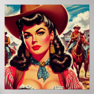Vintage Cowgirl Pinup Poster