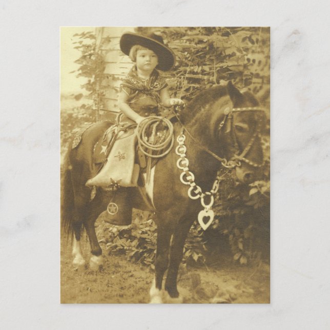VINTAGE COWGIRL POSTCARD ELLER INBJUDAN VYKORT (Framsida)