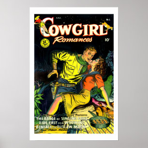 Vintage Cowgirl Romantik Gunslinger Poster