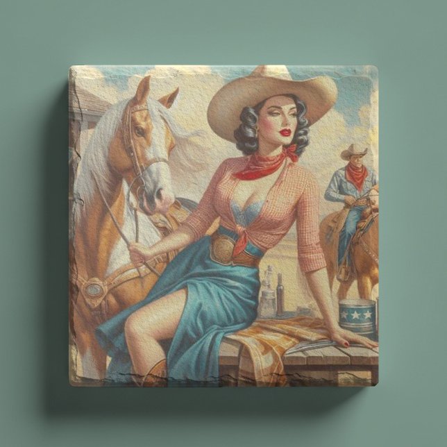Vintage Cowgirl Stenunderlägg (Skapare uppladdad)