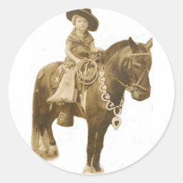 VINTAGE COWGIRL STICKER RUNT KLISTERMÄRKE