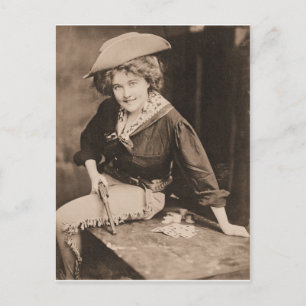 Vintage cowgirl vycard vykort