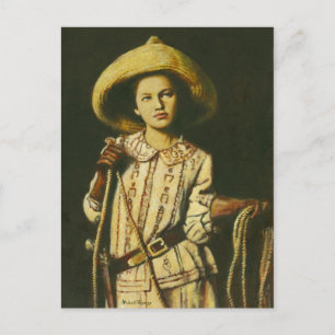Vintage Cowgirl vycard Vykort