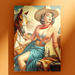 Vintage Cowgirl Vykort