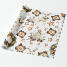 Vintage Cozy Christmas Deer Presentpapper