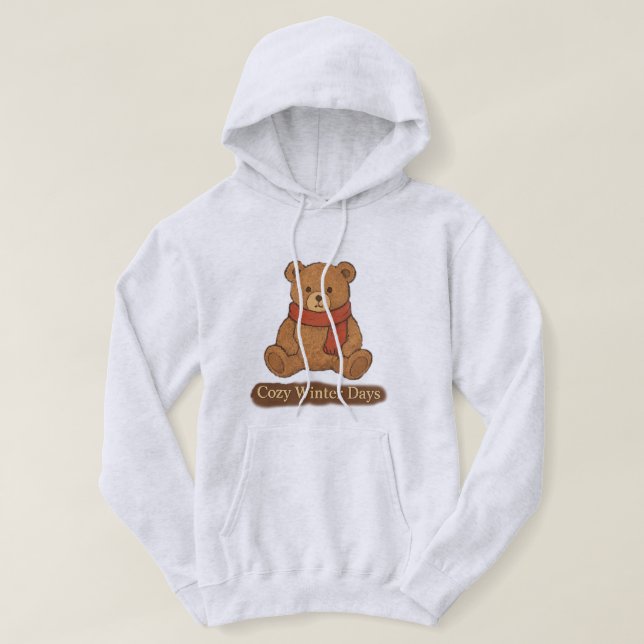 Vintage Cozy Winter Bear Hoodie (Design framsida)